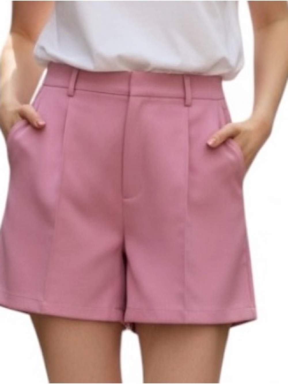 SHEIN Pastel Pink High Waisted Pleated Dress Shorts Size Large US 8/10